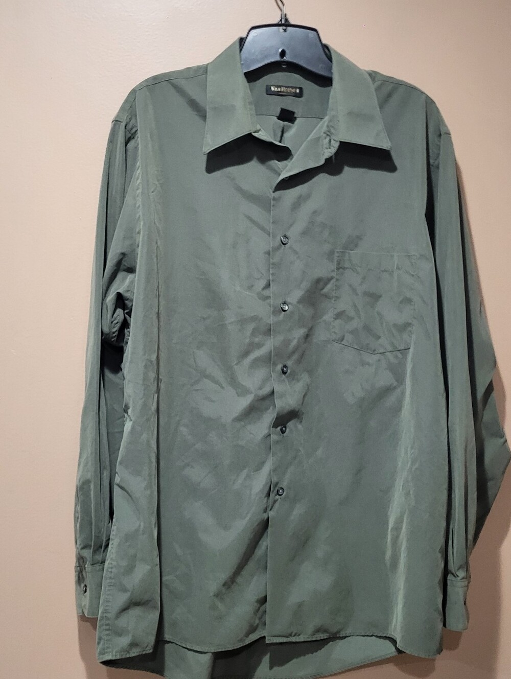 Van Heusen Micro Poplin Olive Green Men’s Button-Up Shirt